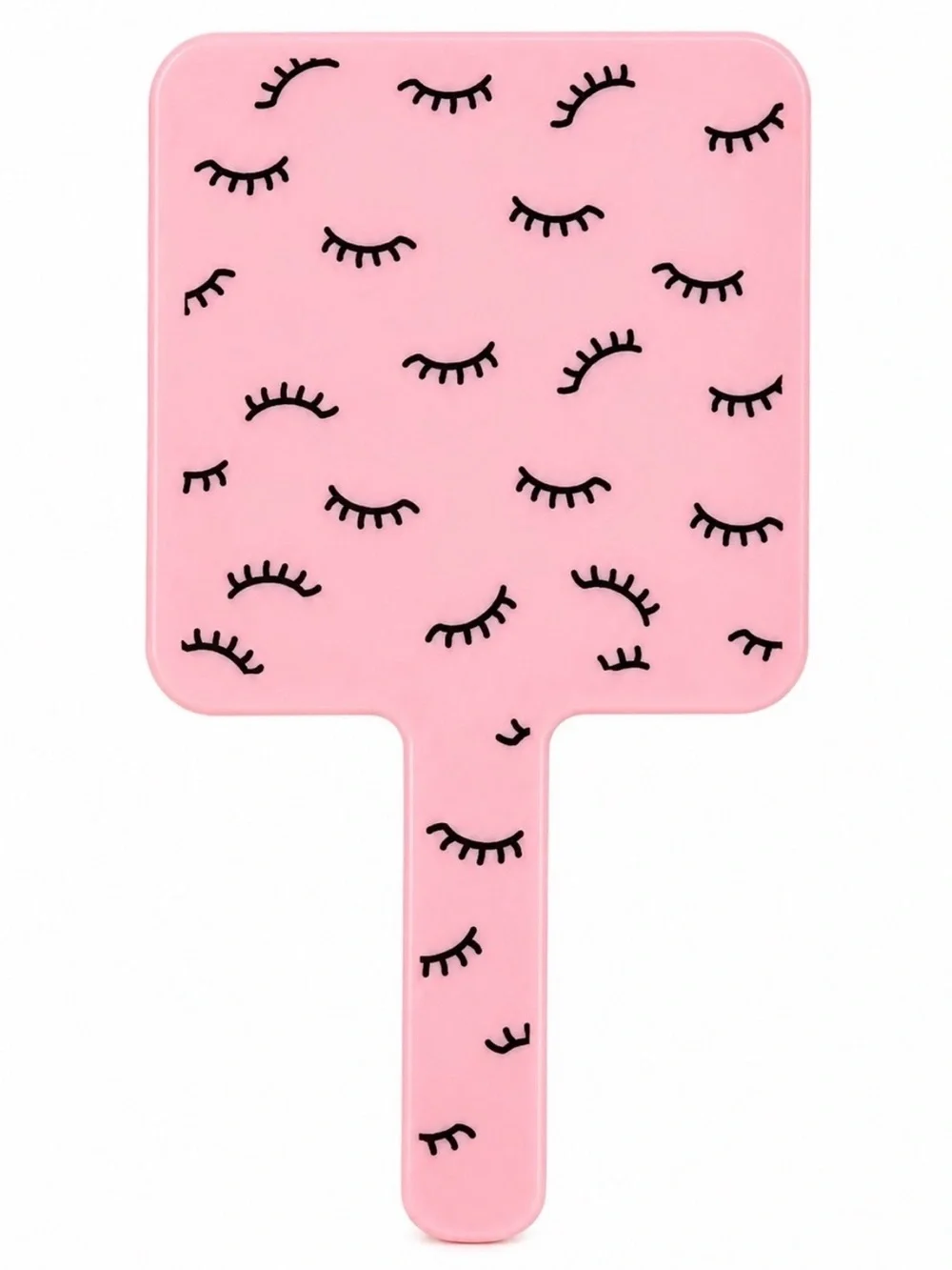 Pink Handheld Makeup Mirror & 8pc Travel Brush Set Case Cute Beauty Gift Bundle